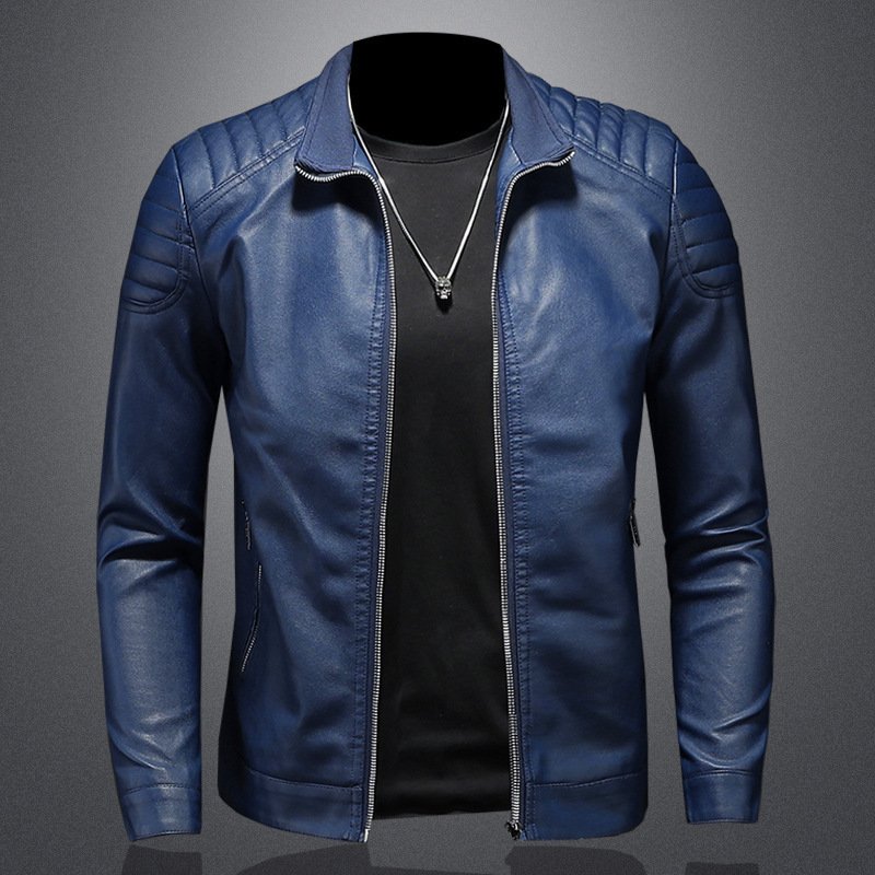 648c3138-1168-49e7-b870-c116a8197845.jpg Men's Leather Motorcycle Jacket Thin Coat - Image 1