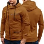New Men's Zip Hoodies: Solid, Casual, Long-Sleeved