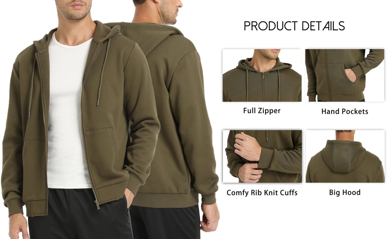 S2e9c349ba631437eb0781dd0a4dfd0e5U-scaled-1.jpg Men's Full-Zip Hoodies with Big Pockets: Athlete Sportswear - Image 1