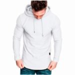 Men's Solid Color Hooded Long-Sleeve T-Shirt & Hoodies for Casual Sports - Image 3