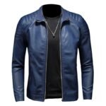 Men's Leather Motorcycle Jacket Thin Coat - Image 2