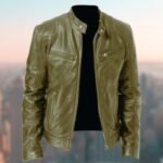 Gentleman's Warm Zipper Cardigan Pocket Decorated Pu Leather Coat - Image 2