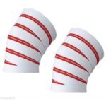 White Gym Knee Wraps for Weightlifting and Powerlifting Support - Image 2