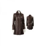 Fashionable Brown Leather Blazer for Women Adjustable