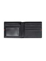 Handmade Black Genuine Leather Bifold Wallet with Red Accent Stripe – Premium Slim Card Holder
