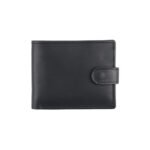 Classic Black Leather Strap Closure Wallet – Secure Bifold Card & Cash Holder (Handmade)