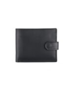 Classic Black Leather Strap Closure Wallet – Secure Bifold Card & Cash Holder (Handmade)