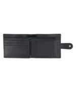 Classic Black Leather Strap Closure Wallet – Secure Bifold Card & Cash Holder (Handmade)