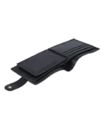 Classic Black Leather Strap Closure Wallet – Secure Bifold Card & Cash Holder (Handmade)