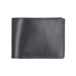 Handmade Black Genuine Leather Bifold Wallet – Classic Slim Minimalist Card Holder