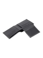 Handmade Black Genuine Leather Bifold Wallet – Classic Slim Minimalist Card Holder