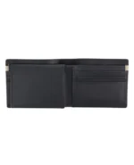 Handmade Black Genuine Leather Bifold Wallet with Off-White Accent Band – Premium Slim Card Holder