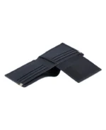 Handmade Black Genuine Leather Bifold Wallet with Off-White Accent Band – Premium Slim Card Holder