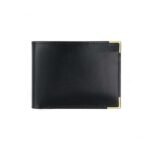 Regal Edge Leather Bifold Wallet – Luxury Metal Corner Card & Cash Holder (Handmade)