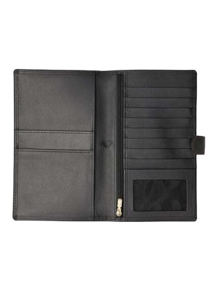 Midnight Voyager Leather Strap Long Wallet – Secure Executive Cash & Card Organizer (Handmade)