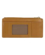 Golden Horizon Leather Zip Card Holder Wallet – Slim Travel Organizer with Strap Detail (Handmade)