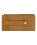 Golden Horizon Leather Zip Card Holder Wallet – Slim Travel Organizer with Strap Detail (Handmade)
