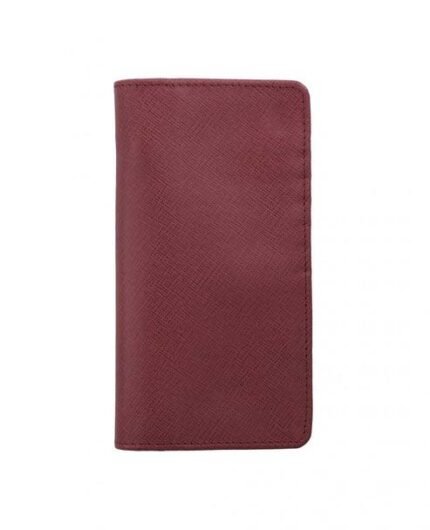Ruby Royale Leather Long Wallet – Elegant Textured Cash & Card Organizer (Handmade)