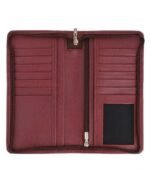 Ruby Royale Leather Long Wallet – Elegant Textured Cash & Card Organizer (Handmade)