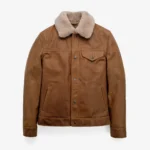Buffalo Leather Rancher Jacket with Shearling Collar