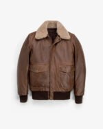 Natural Buffalo Leather Bomber Jacket