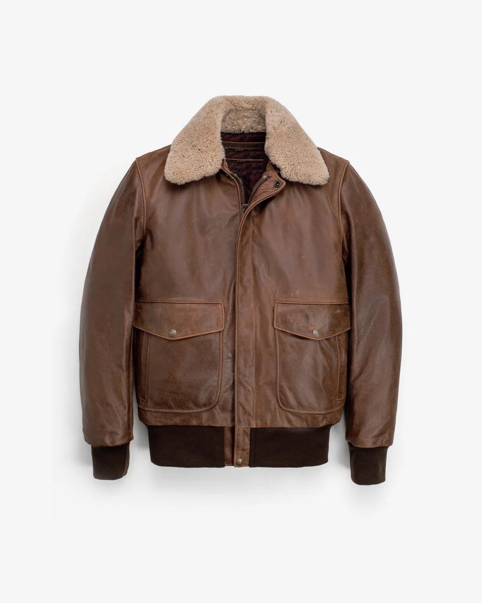 Natural Buffalo Leather Bomber Jacket Natural Buffalo Leather Bomber Jacket