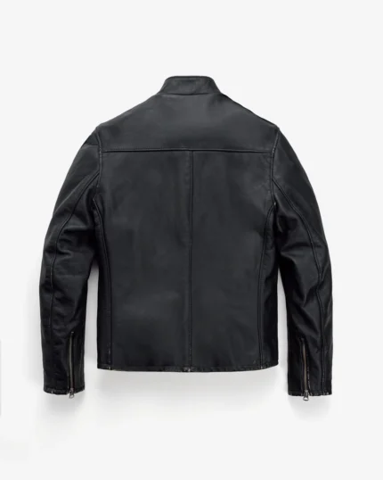 Vintage Slim-Fit Cowhide Café Racer Jacket