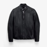 Vintage Slim-Fit Cowhide Café Racer Jacket