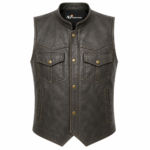 Outlaw Frontier Leather Vest – Vintage Western Snap Front Vest