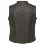 Outlaw Frontier Leather Vest – Vintage Western Snap Front Vest