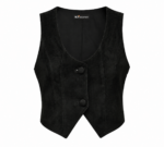 Midnight Maverick Leather Vest – Classic Western Button Front Vest