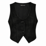 Midnight Maverick Leather Vest – Classic Western Button Front Vest