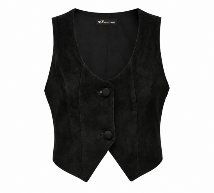 Midnight Maverick Leather Vest – Classic Western Button Front Vest