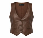Rustic Heritage Leather Vest – Classic Brown Button Front Vest