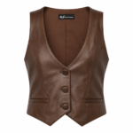 Rustic Heritage Leather Vest – Classic Brown Button Front Vest