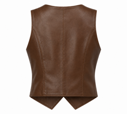 Rustic Heritage Leather Vest – Classic Brown Button Front Vest