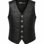 Iron Ridge Leather Vest – Classic Motorcycle Button Front Vest