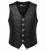 Iron Ridge Leather Vest – Classic Motorcycle Button Front Vest