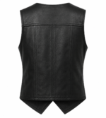 Iron Ridge Leather Vest – Classic Motorcycle Button Front Vest