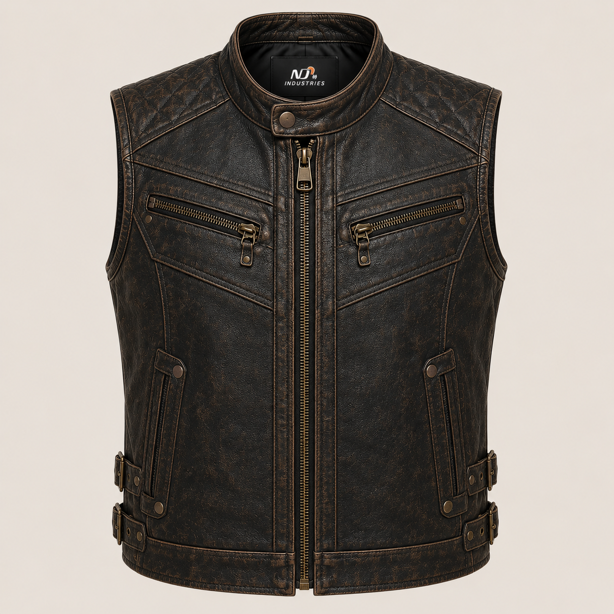 Shadowforge Leather Vest – Quilted Biker Motorcycle Vest Shadowforge Leather Vest – Quilted Biker Motorcycle Vest