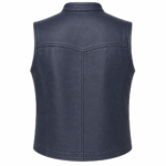 Midnight Marshal Leather Vest – Modern Snap Front Motorcycle Vest