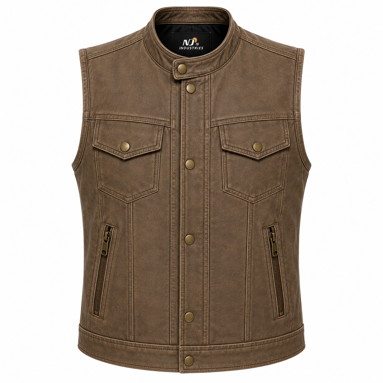 Sahara Outrider Leather Vest – Vintage Snap Front Biker Vest Sahara Outrider Leather Vest – Vintage Snap Front Biker Vest
