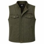 Olive Trailblazer Leather Vest – Utility Rider Vest