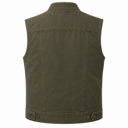 Olive Trailblazer Leather Vest – Utility Rider Vest
