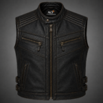 Blackout Sentinel Leather Vest – Premium Motorcycle Vest