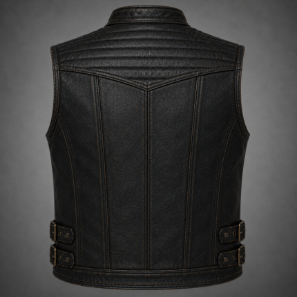 Blackout Sentinel Leather Vest – Premium Motorcycle Vest