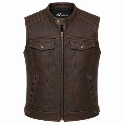Heritage Rider Leather Vest – Vintage Brown Motorcycle Vest