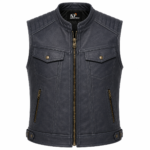 Urban Rider Leather Vest – Midnight Blue Motorcycle Leather Vest