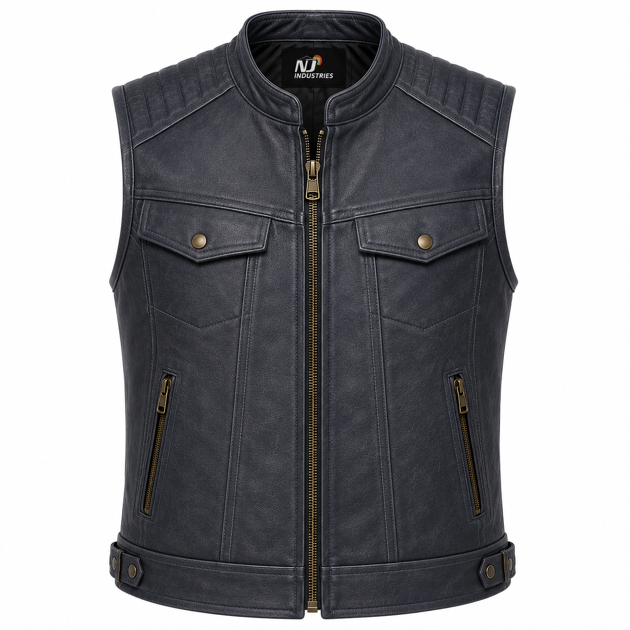 Urban Rider Leather Vest – Midnight Blue Motorcycle Leather Vest Urban Rider Leather Vest – Midnight Blue Motorcycle Leather Vest