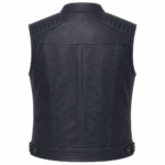 Urban Rider Leather Vest – Midnight Blue Motorcycle Leather Vest